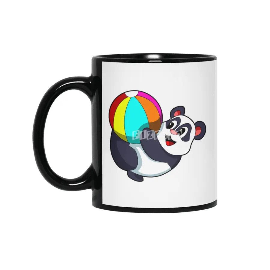 Panda with Beach ball Siyah Kupa