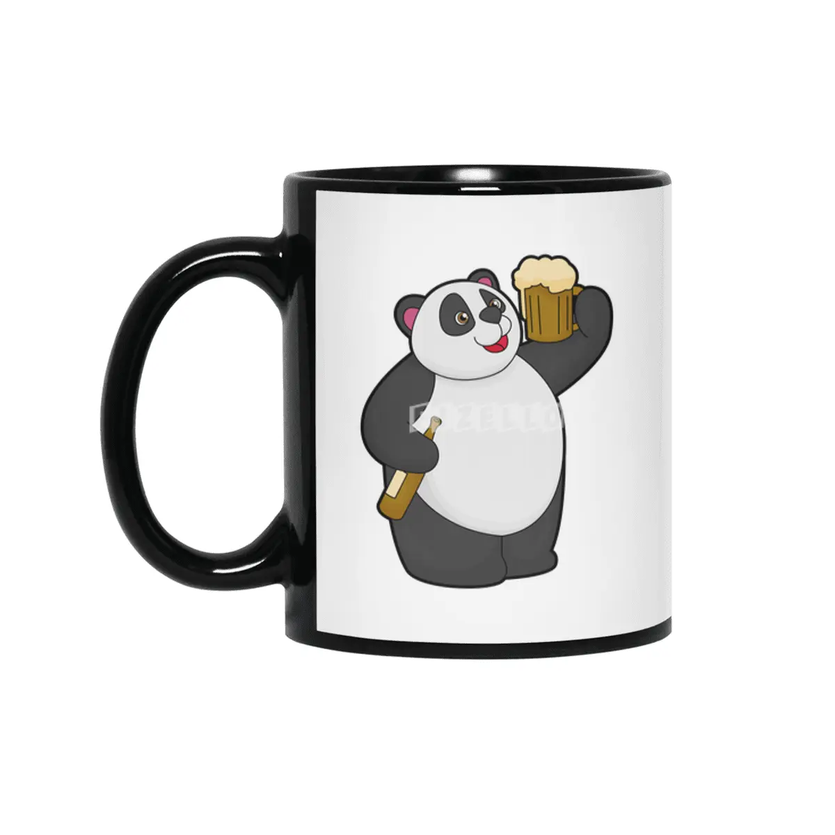Panda with Beer bottle & Beer mug Siyah Kupa