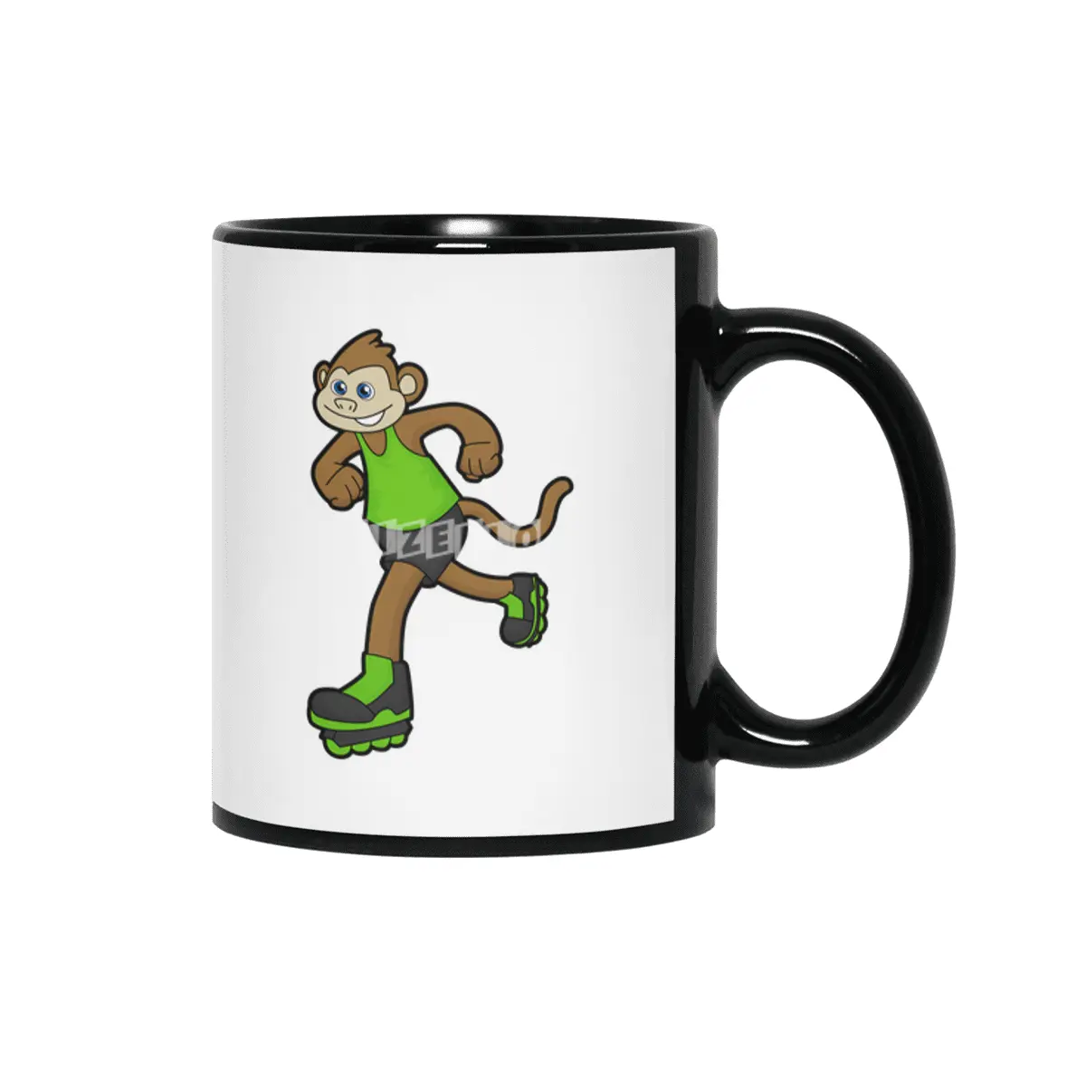 Monkey as Skater with Inline skates Siyah Kupa