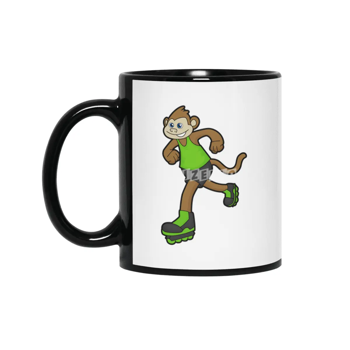 Monkey as Skater with Inline skates Siyah Kupa
