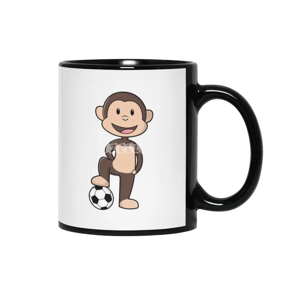 Monkey as Soccer player with Soccer ball Siyah Kupa