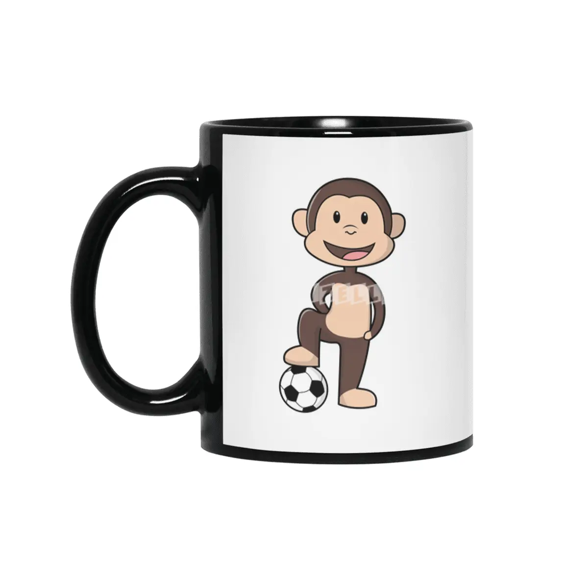 Monkey as Soccer player with Soccer ball Siyah Kupa