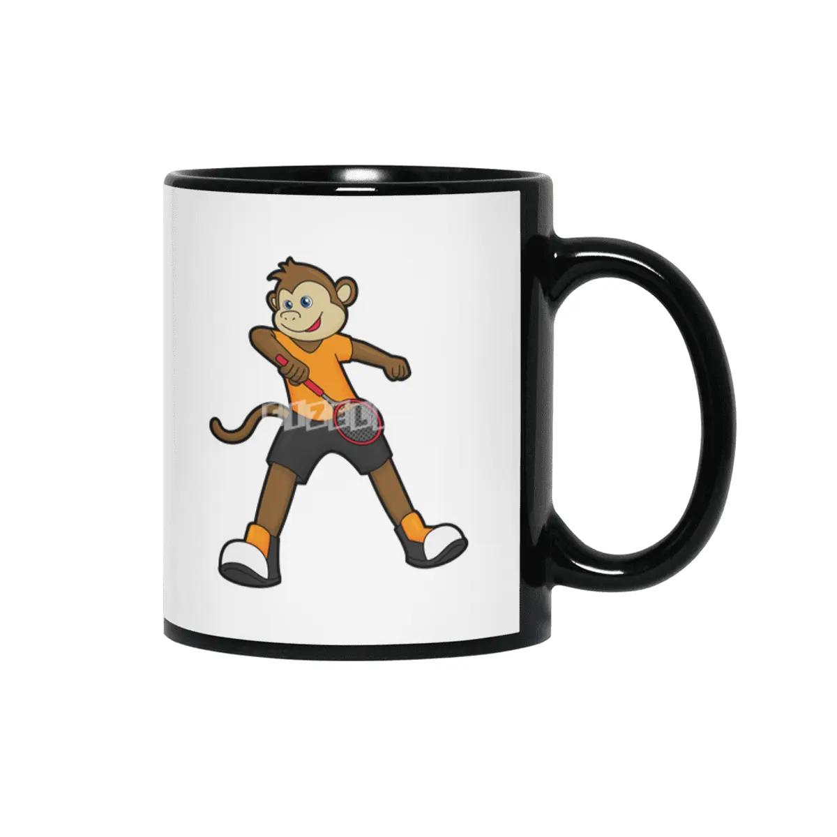 Monkey as Tennis player with Tennis racket Siyah Kupa