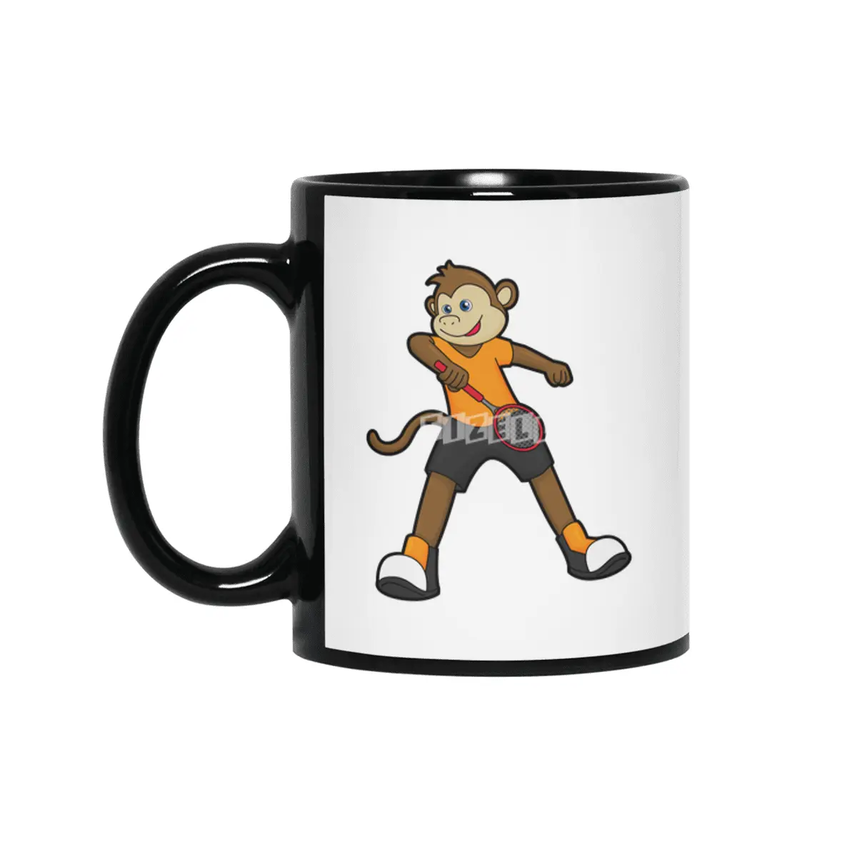Monkey as Tennis player with Tennis racket Siyah Kupa