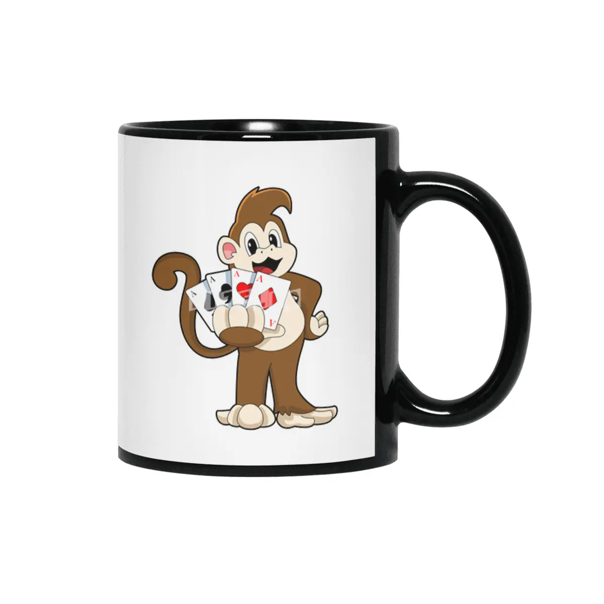 Monkey at Poker with Poker cards Siyah Kupa