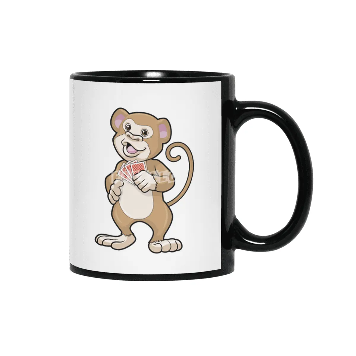 Monkey at Poker with Poker cards Siyah Kupa