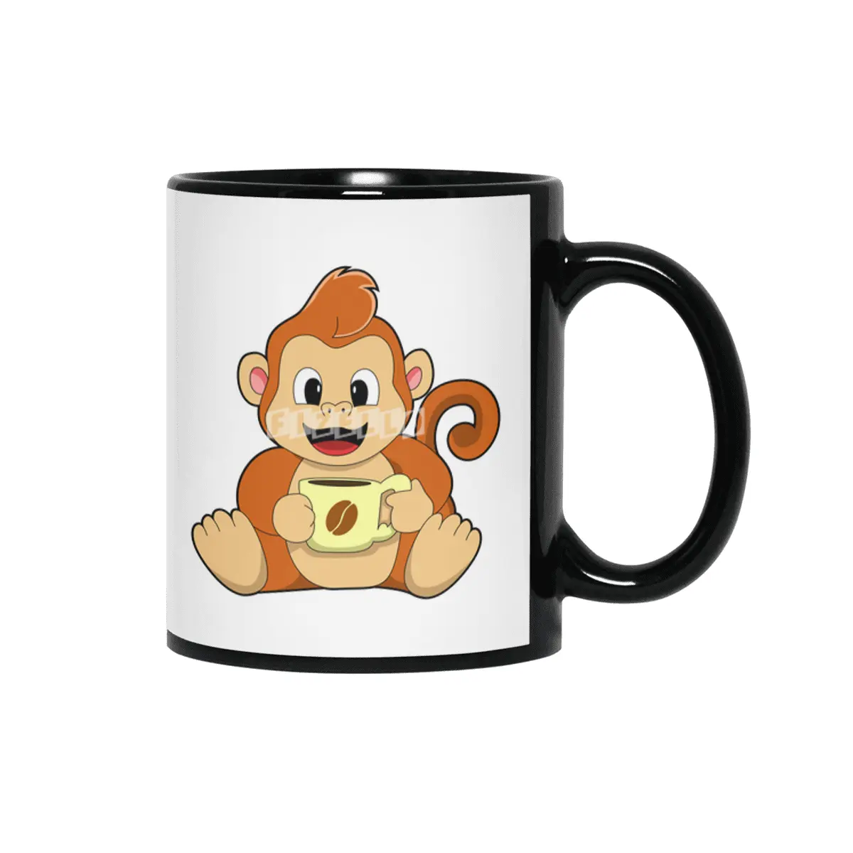 Monkey with Cup of Coffee Siyah Kupa