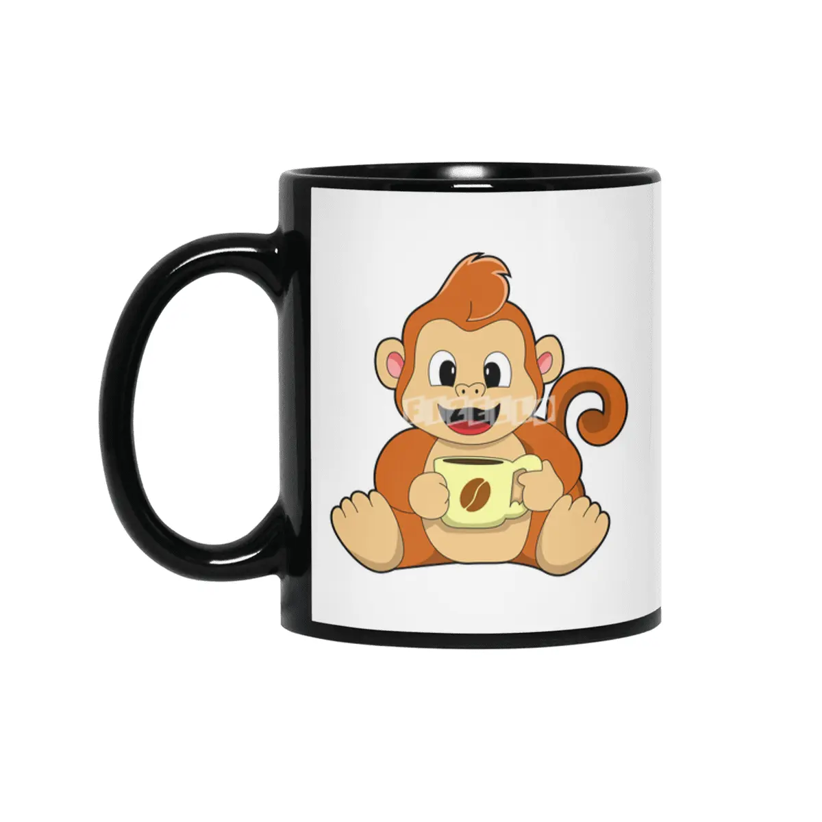 Monkey with Cup of Coffee Siyah Kupa