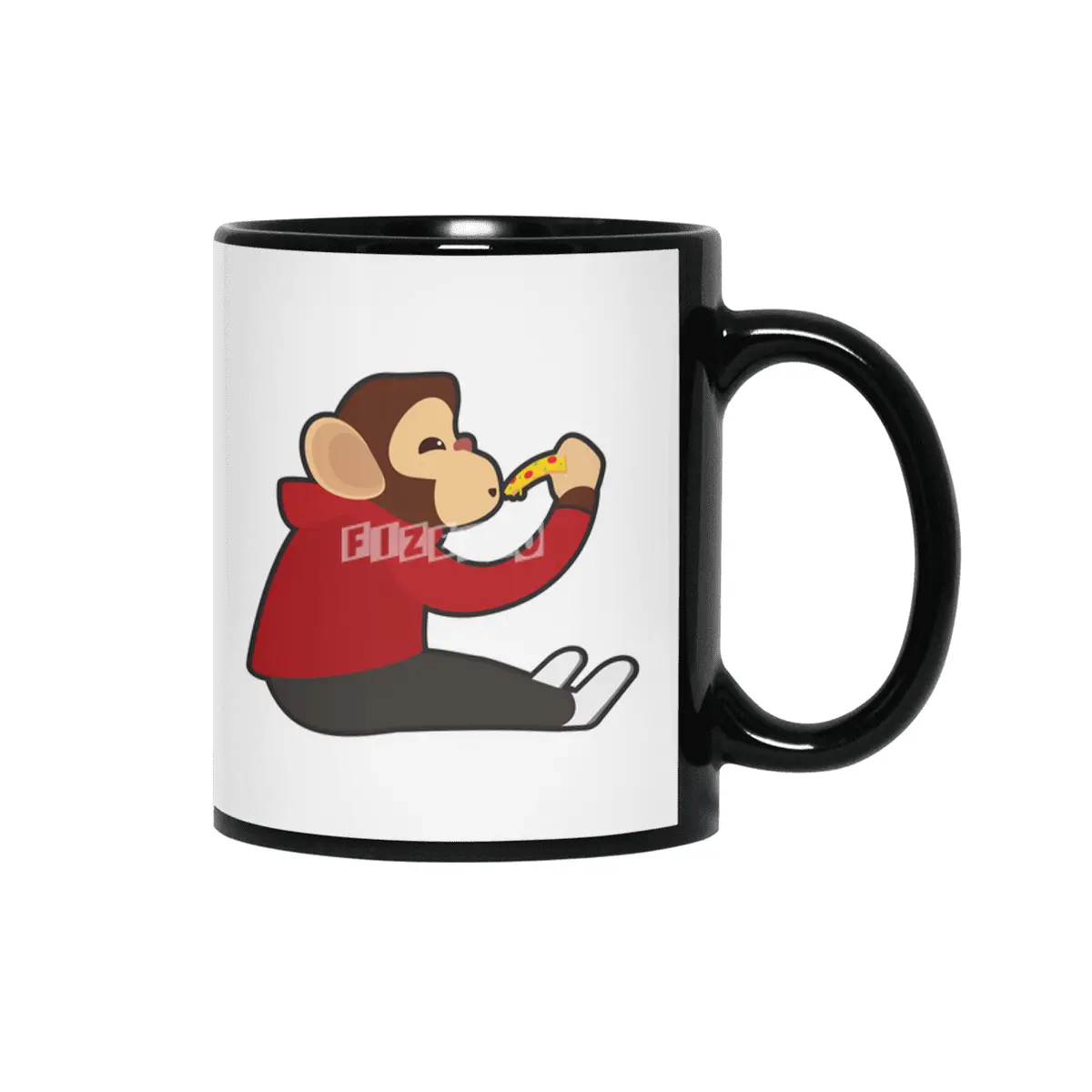 Monkey with Piece of Pizza Siyah Kupa