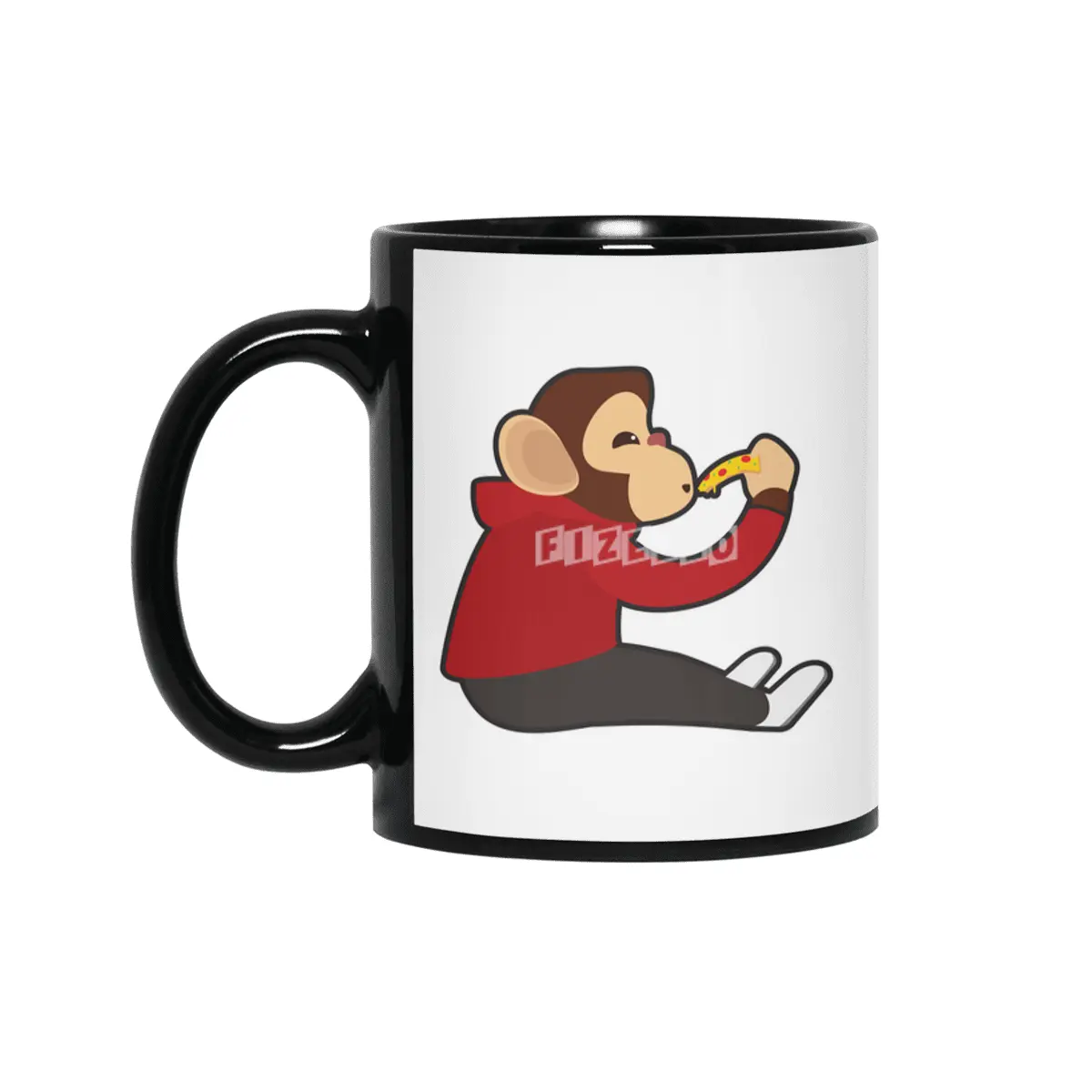 Monkey with Piece of Pizza Siyah Kupa