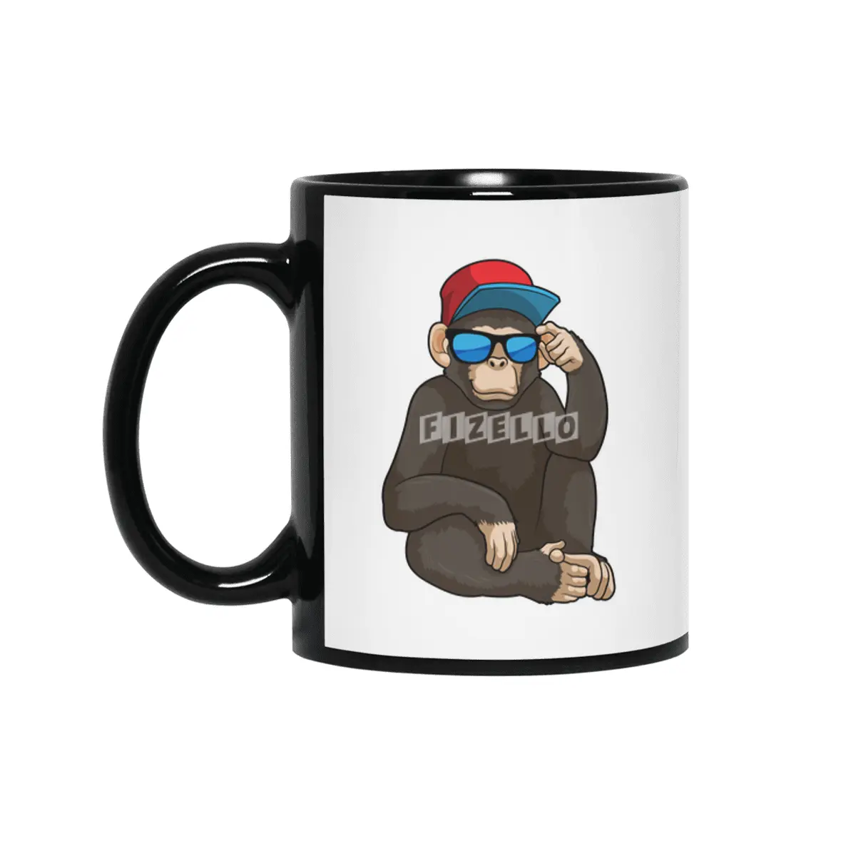 Monkey with Sunglasses Siyah Kupa