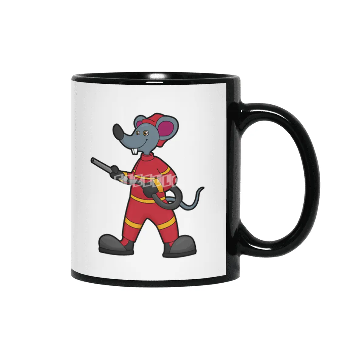 Mouse as Firefighter with Hose Siyah Kupa
