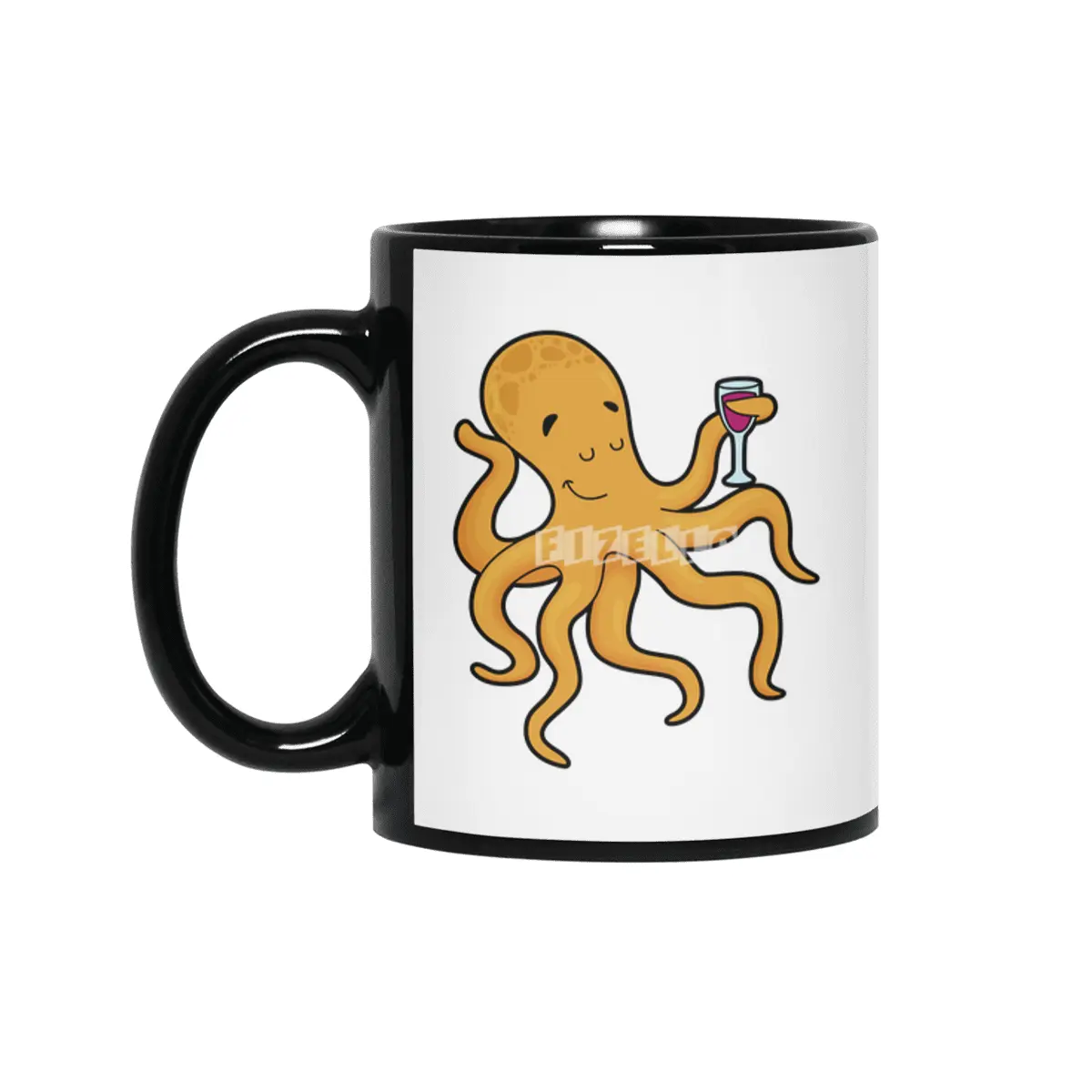 Octopus with Glass of Juice Siyah Kupa