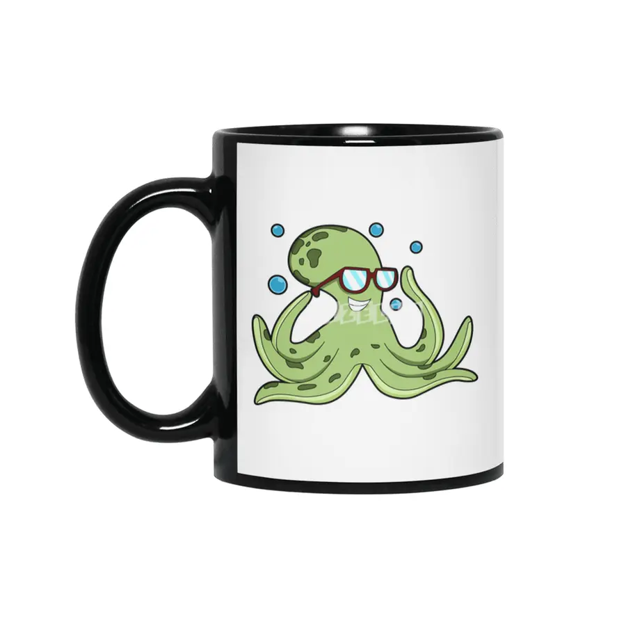 Octopus with Glasses Siyah Kupa