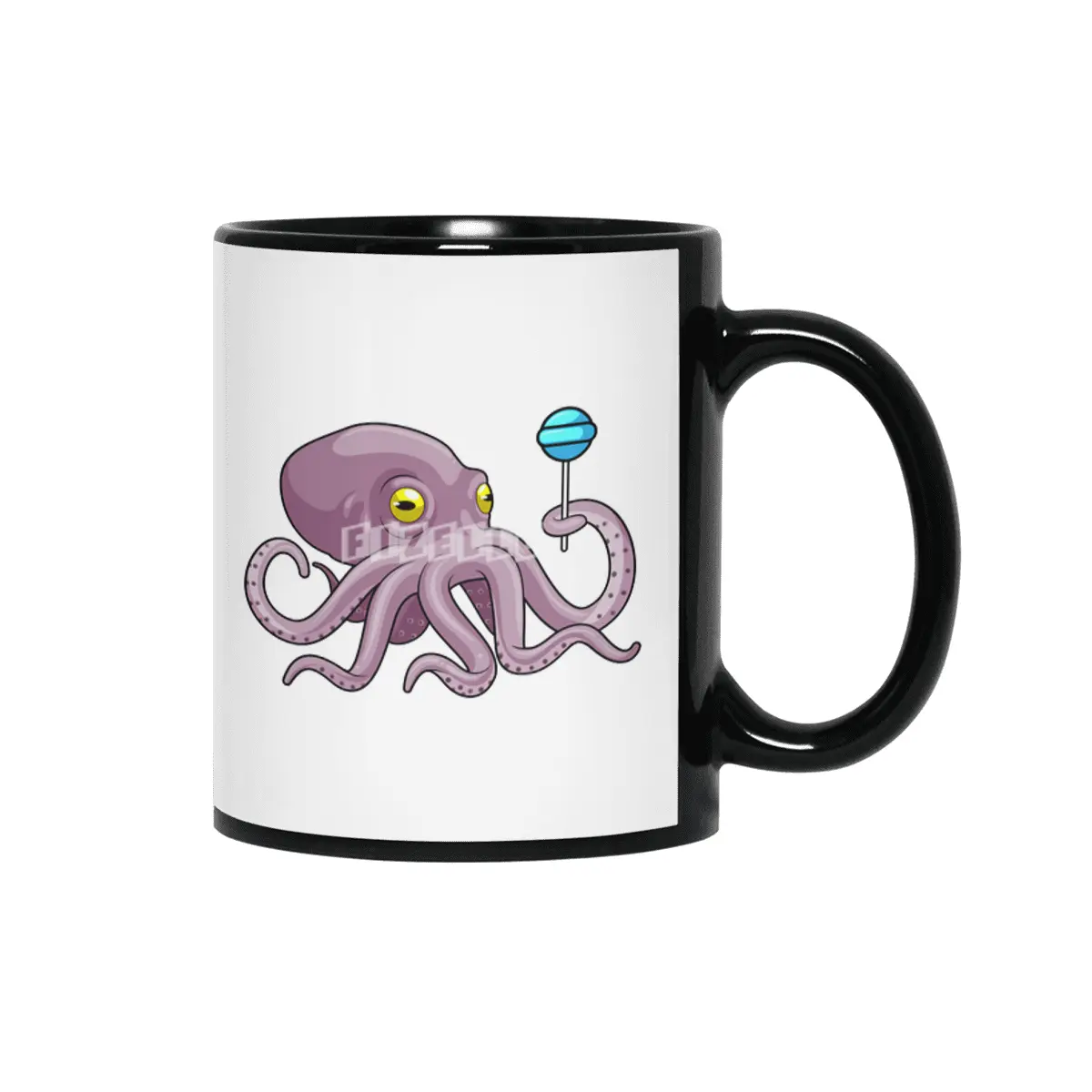 Octopus with Lollipop Siyah Kupa