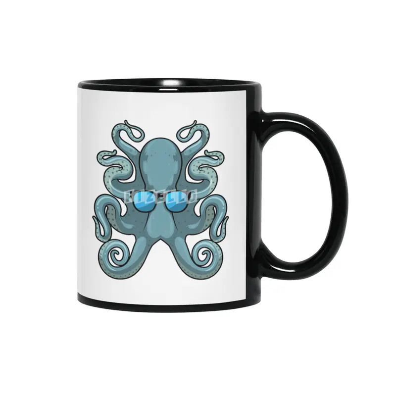 Octopus with Sunglasses Siyah Kupa