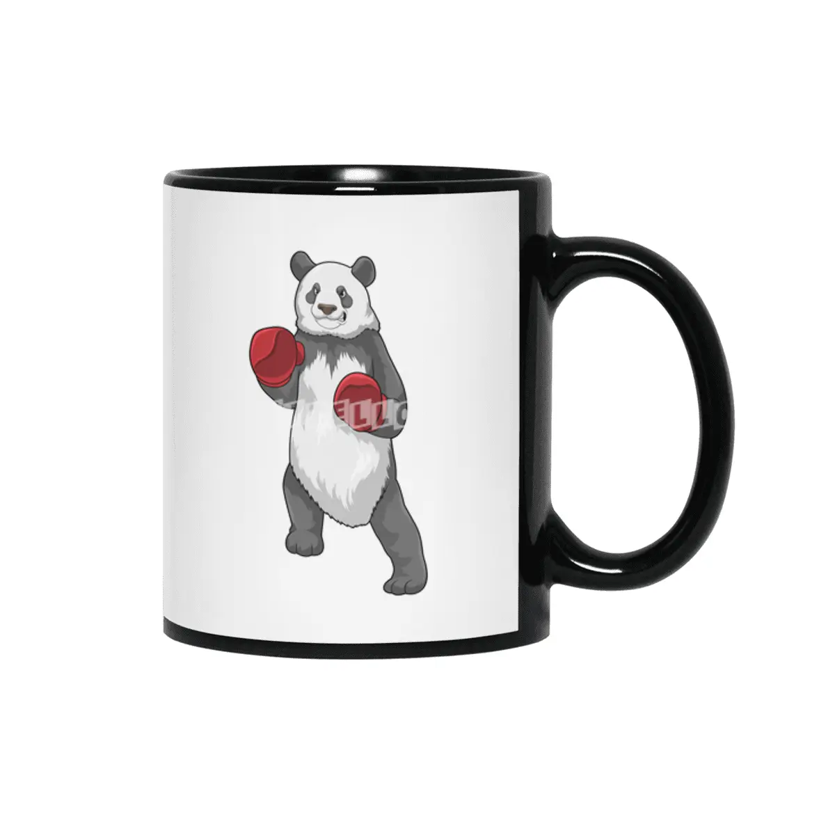 Panda as Boxer with Boxing gloves Siyah Kupa