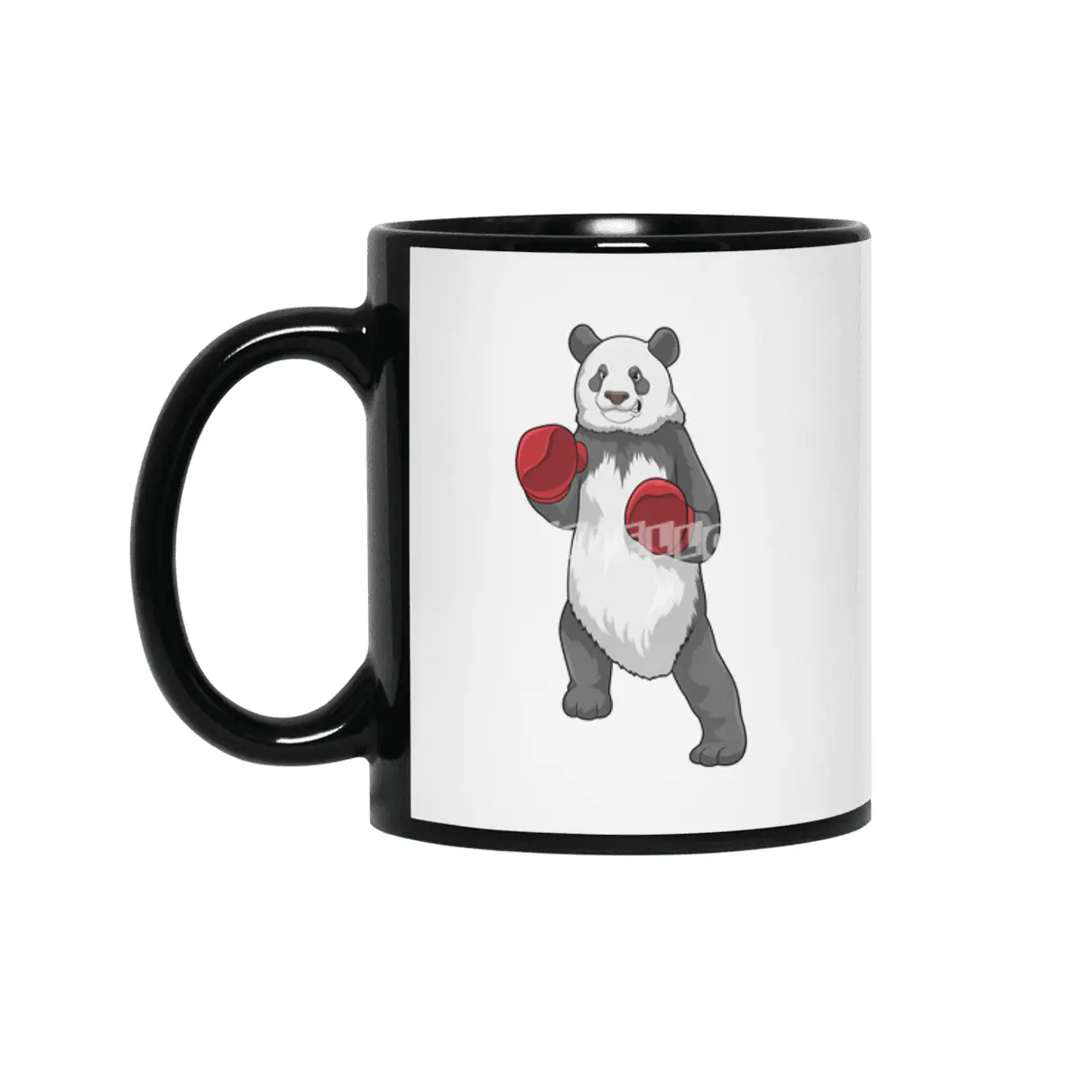 Panda as Boxer with Boxing gloves Siyah Kupa
