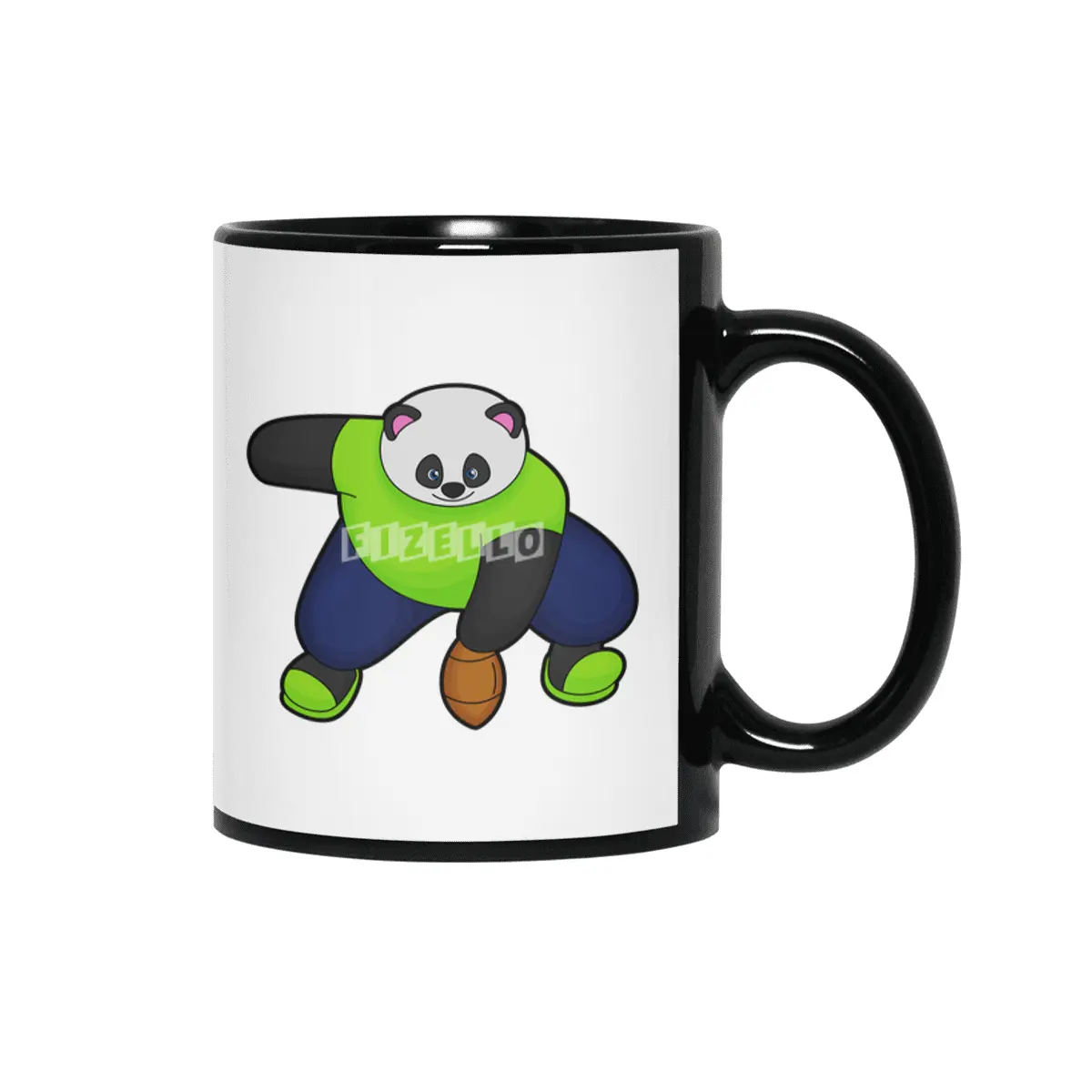Panda as Football player with Football Siyah Kupa