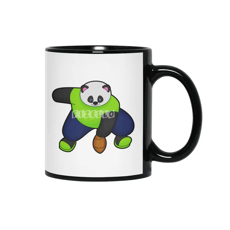 Panda as Football player with Football Siyah Kupa