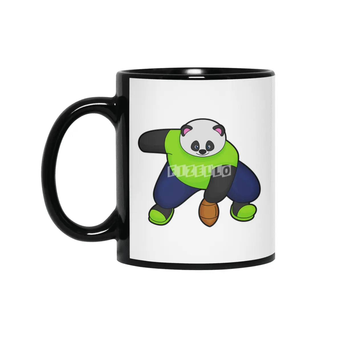 Panda as Football player with Football Siyah Kupa