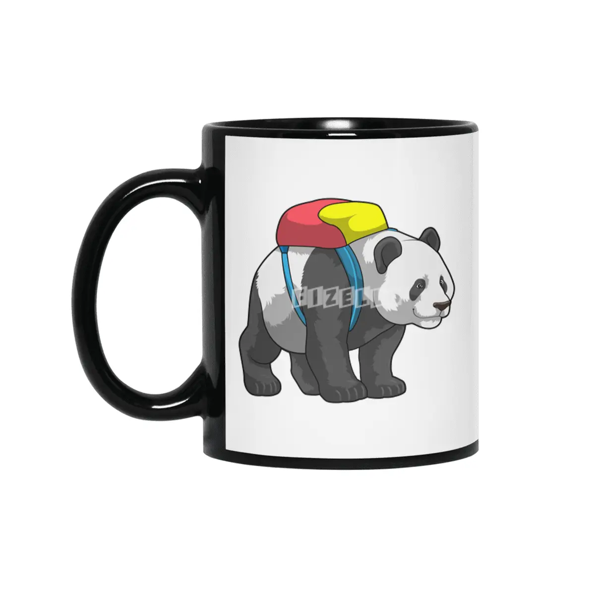 Panda as Hiker with Backpack Siyah Kupa