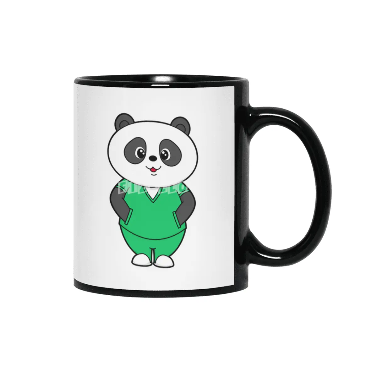 Panda as Nurse with Smock Siyah Kupa