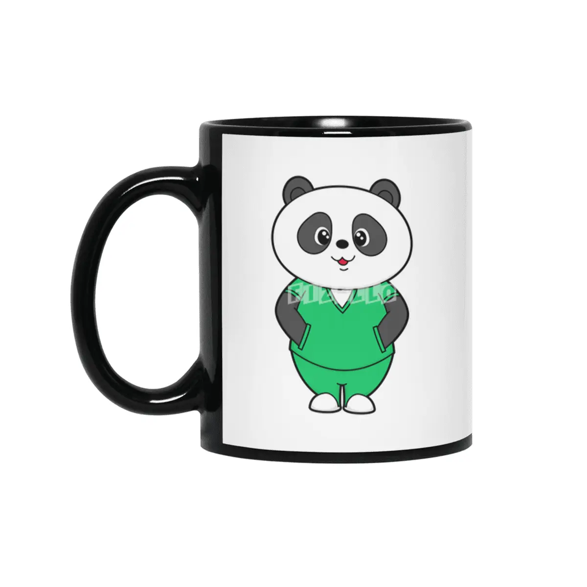 Panda as Nurse with Smock Siyah Kupa