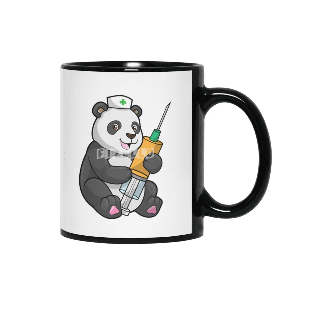 Panda as Nurse with Syringe Siyah Kupa