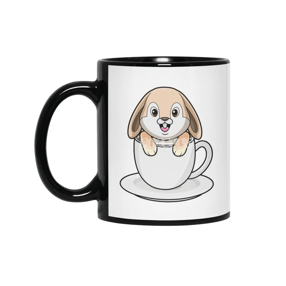 Rabbit with Coffee Cup Siyah Kupa