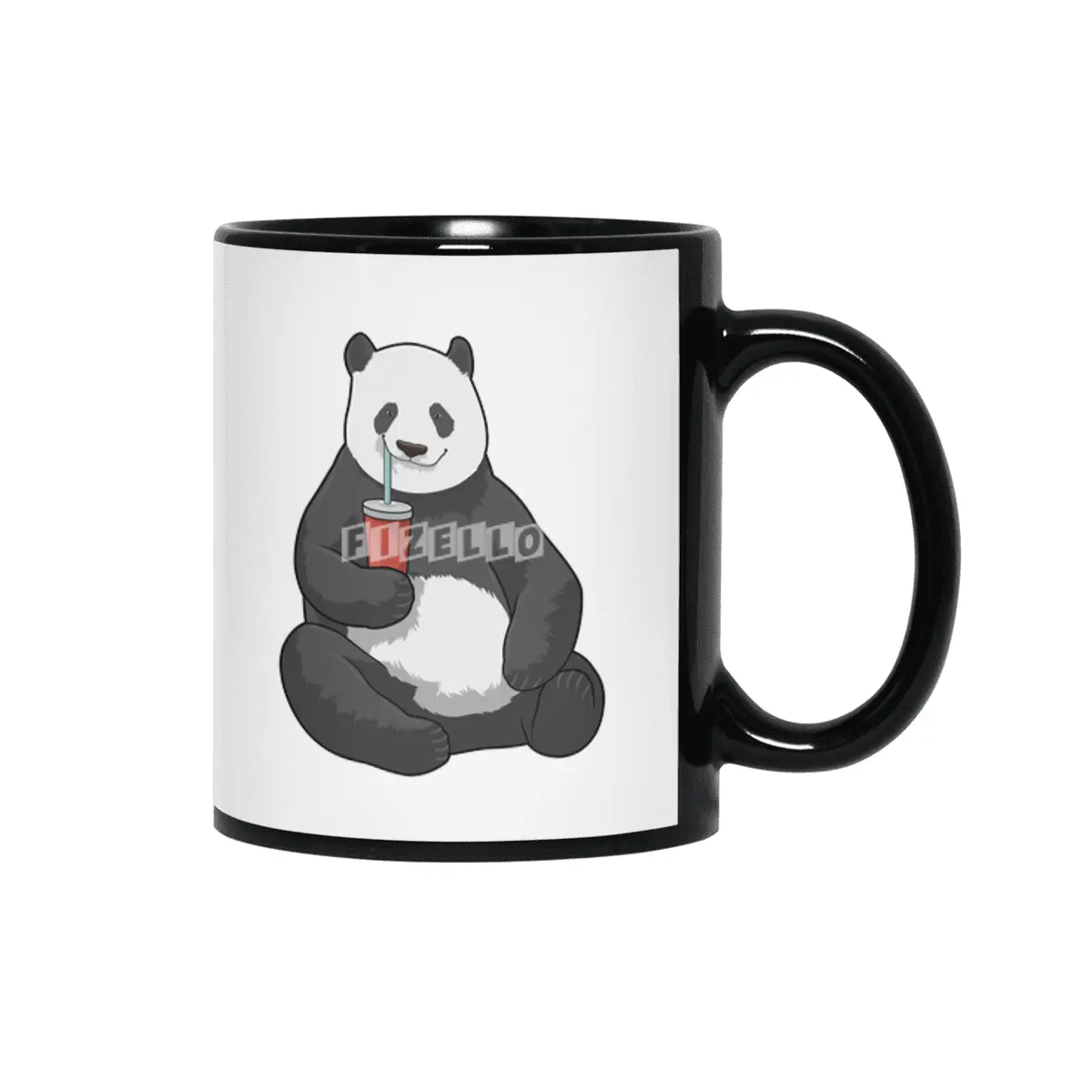 Panda with Drink Siyah Kupa