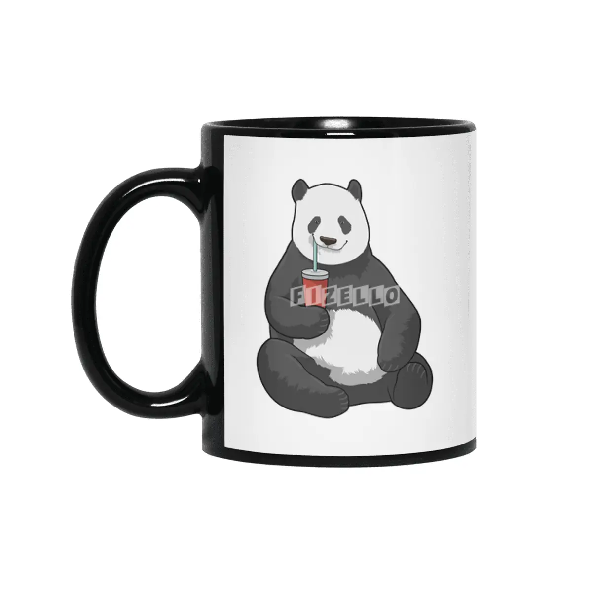 Panda with Drink Siyah Kupa