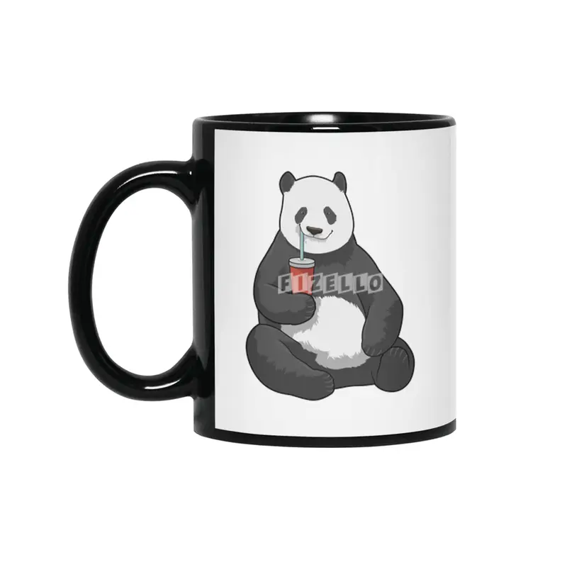 Panda with Drink Siyah Kupa