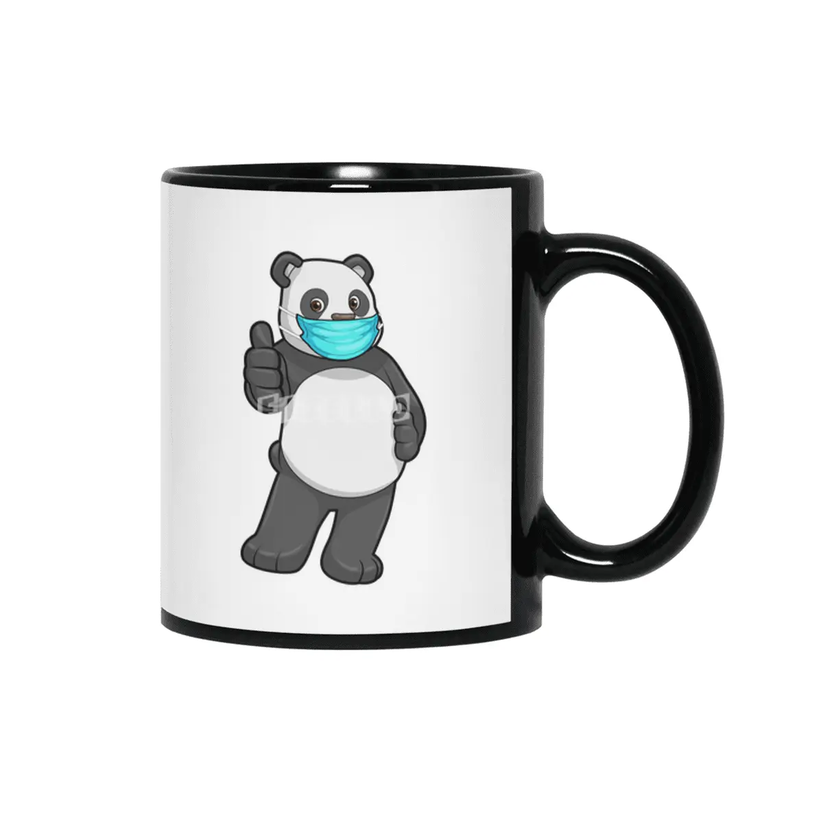 Panda with Face mask Siyah Kupa