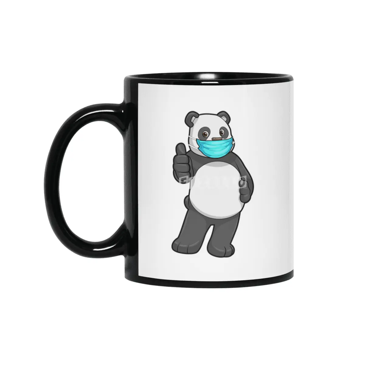 Panda with Face mask Siyah Kupa