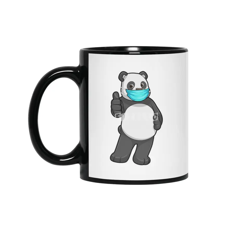 Panda with Face mask Siyah Kupa