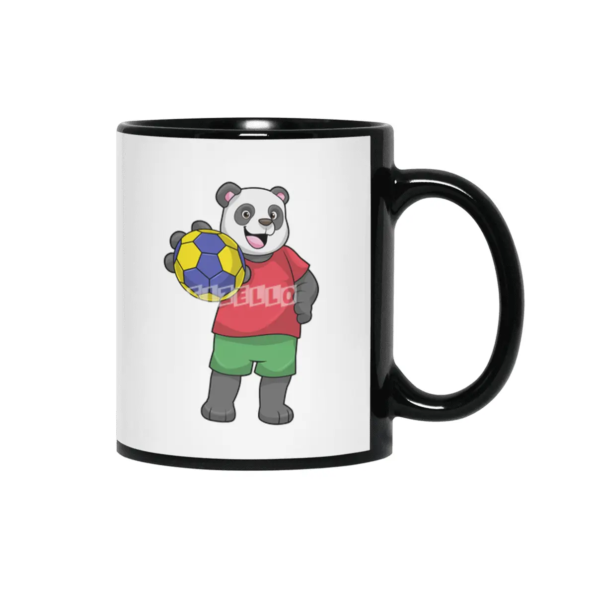 Panda with Handball Sports Siyah Kupa