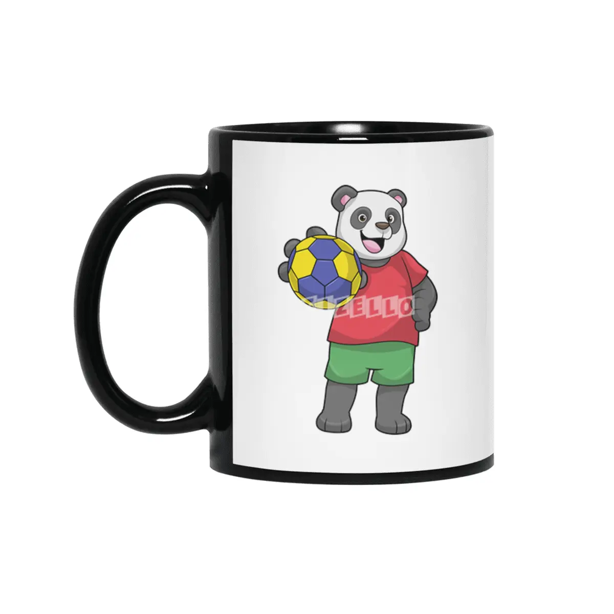 Panda with Handball Sports Siyah Kupa