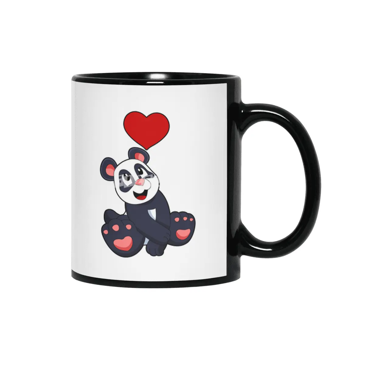 Panda with Heart Siyah Kupa