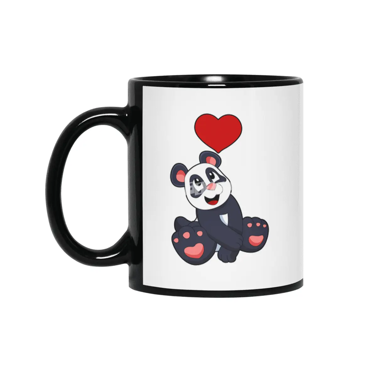 Panda with Heart Siyah Kupa