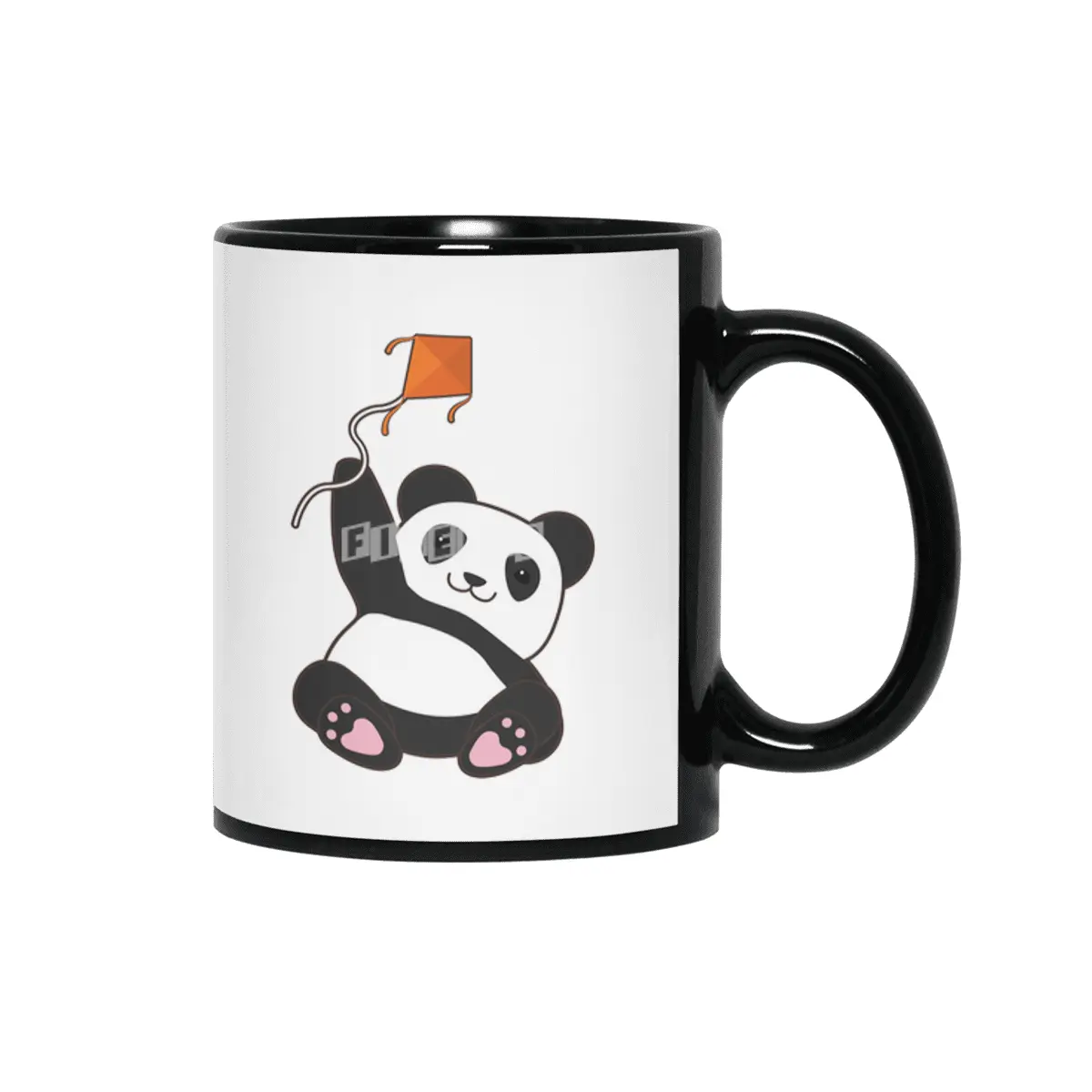 Panda with Kite Siyah Kupa