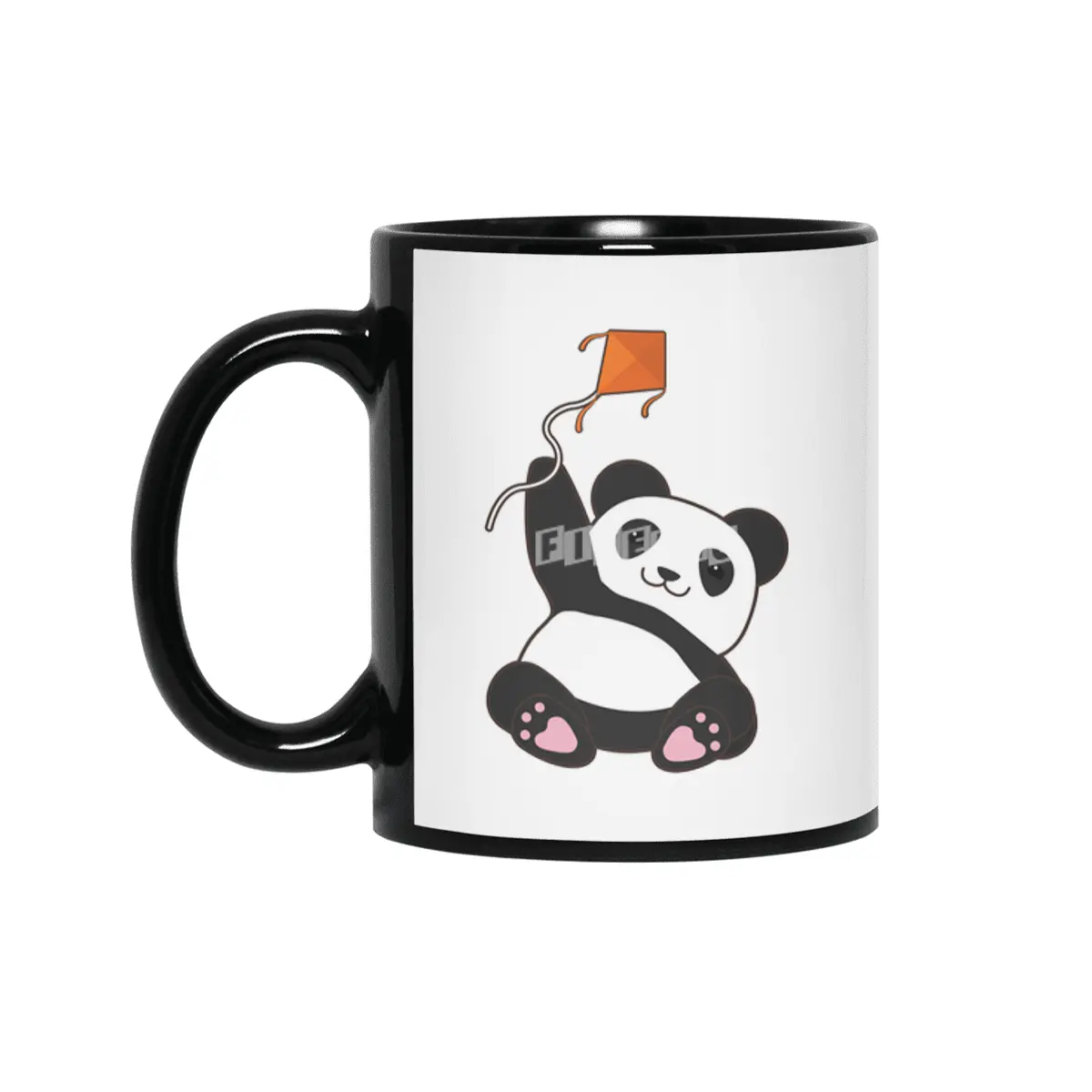 Panda with Kite Siyah Kupa