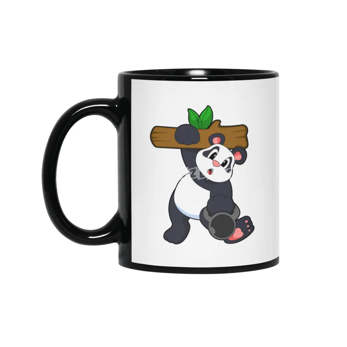 Panda with Wood at Strength training Siyah Kupa
