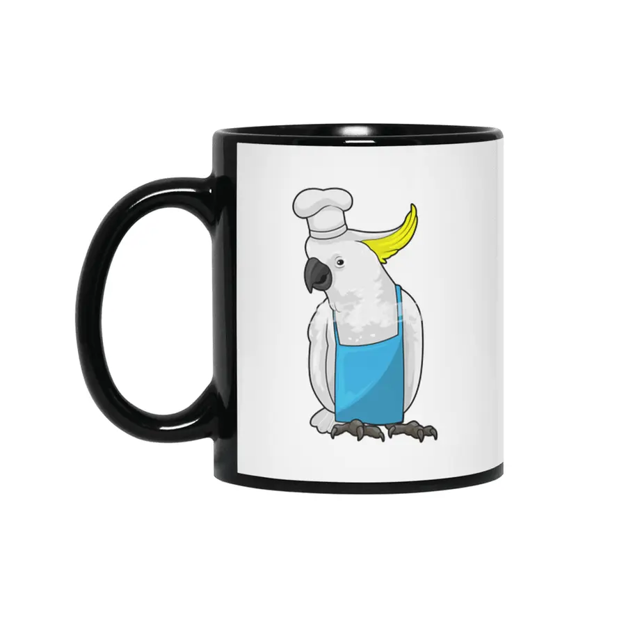 Parrot as Chef with Cooking hat Siyah Kupa