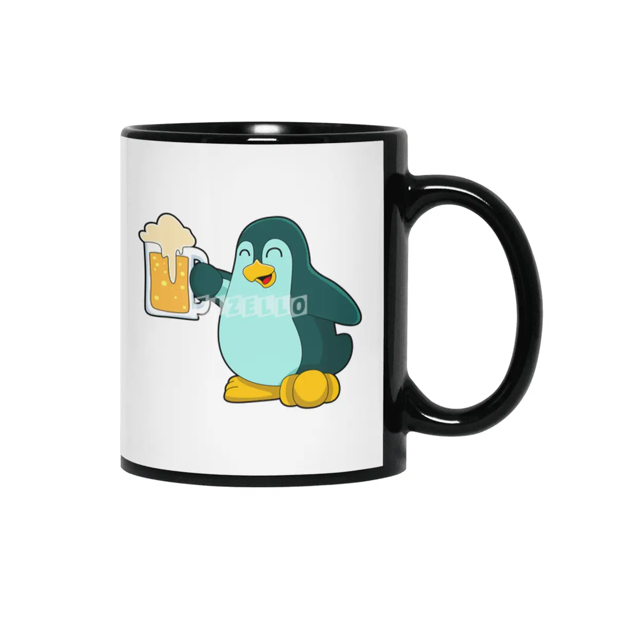 Penguin with Glass of Beer Siyah Kupa