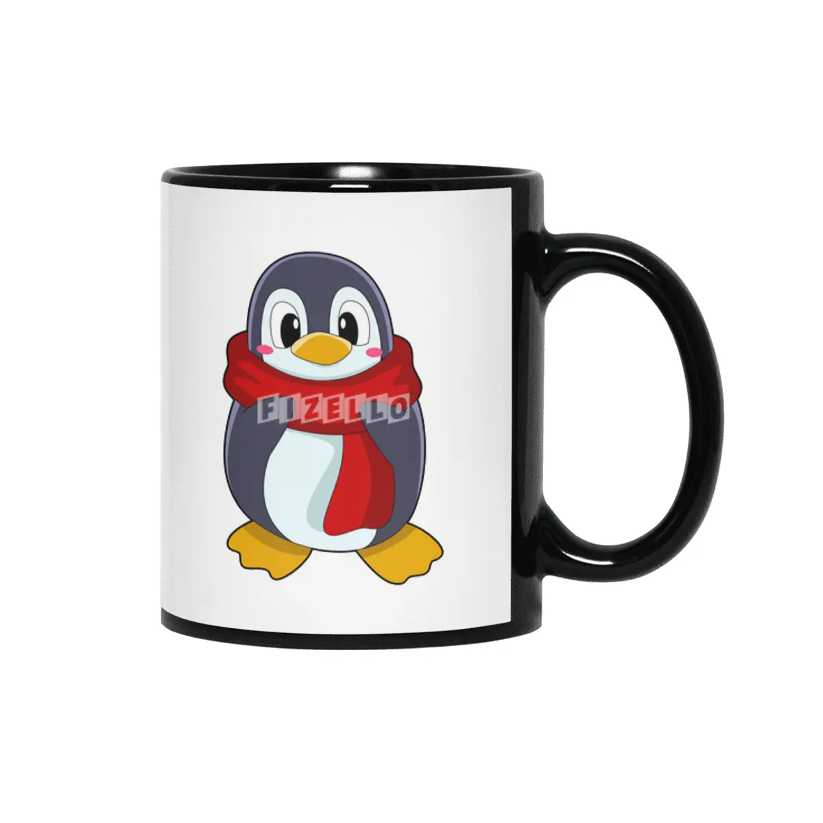 Penguin with Scarf Siyah Kupa