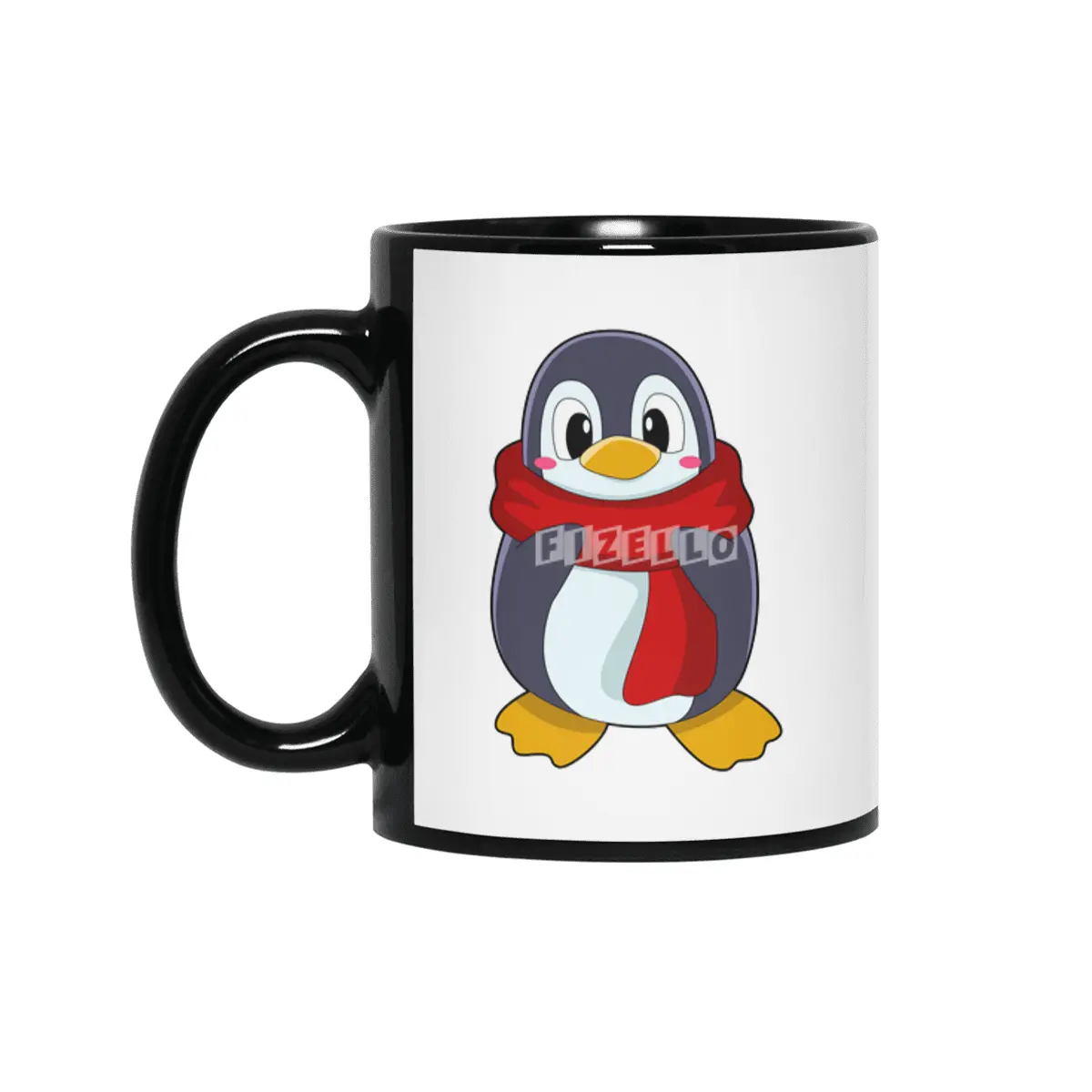 Penguin with Scarf Siyah Kupa