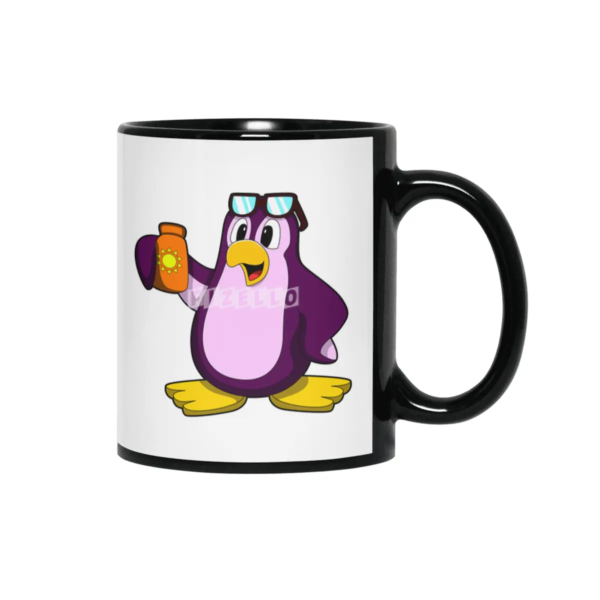 Penguin with Suncream & Sunglasses Siyah Kupa