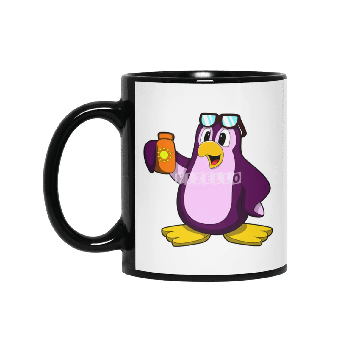 Penguin with Suncream & Sunglasses Siyah Kupa