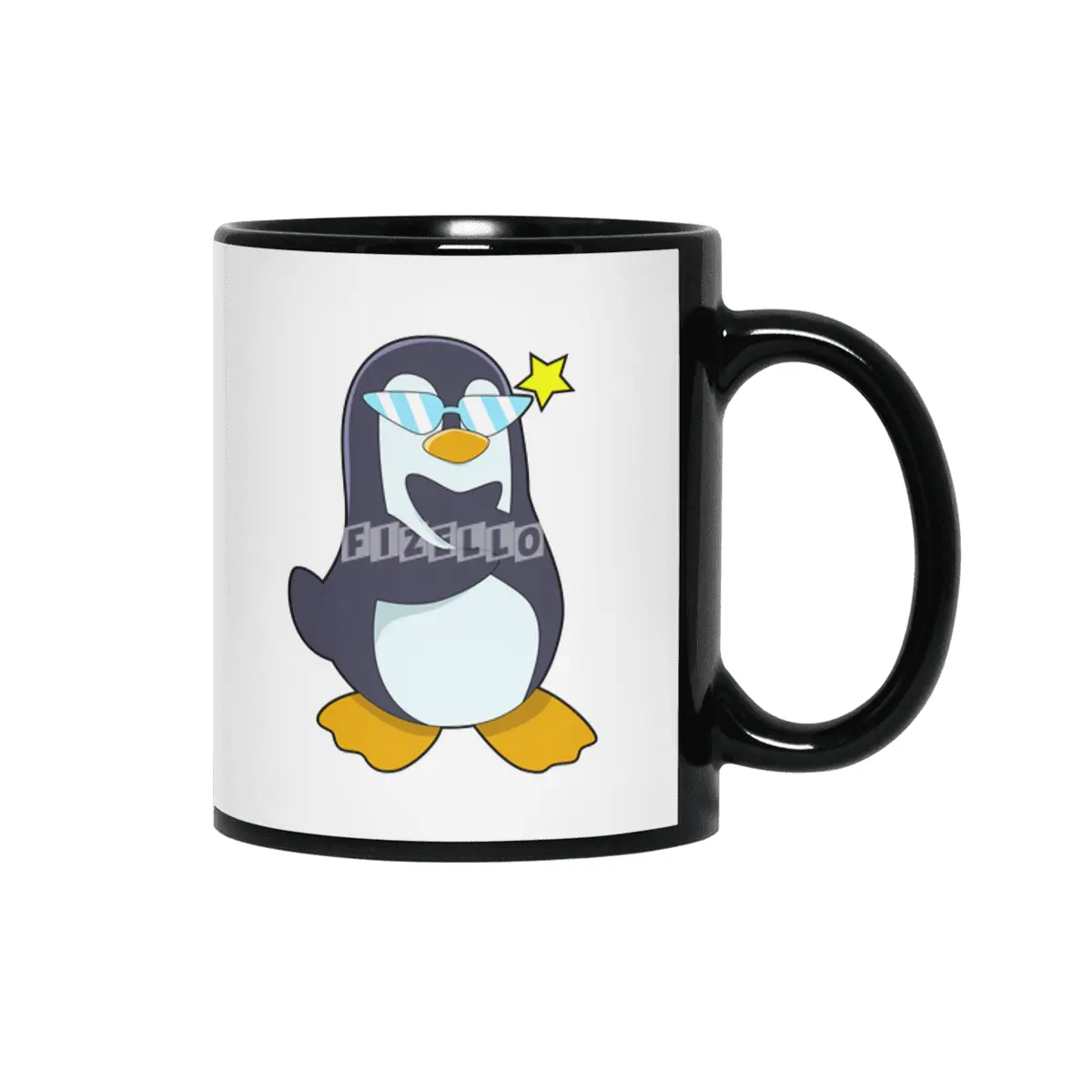 Penguin with Sunglasses Siyah Kupa